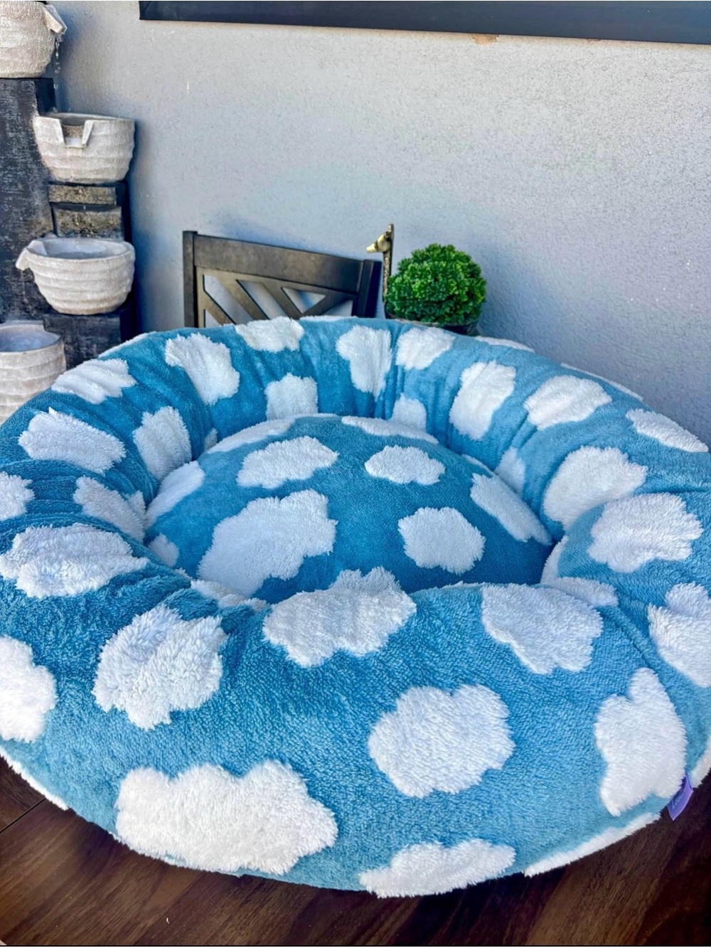 BEDSURE MEDIUM BLUE CLOUDS PET BED 🐶☁️💙